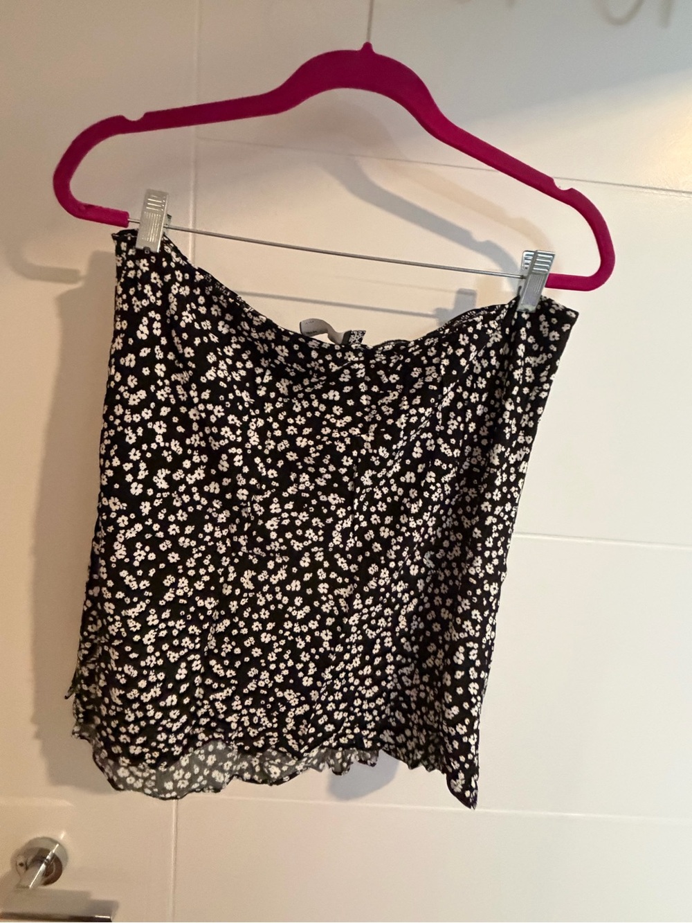 ASOS Black Mini Skirt with White Daisy Print